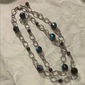 Park Lane Silver Nautical Link Chain Necklace with AB Stationed Beads